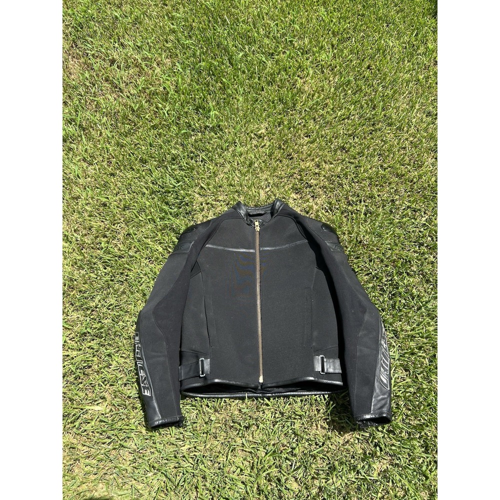Dainese MIG Leather-Tex Motorcycle Jacket Black Mesh Sport Rider EU54 US L